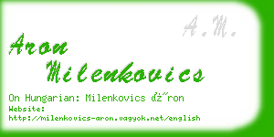 aron milenkovics business card